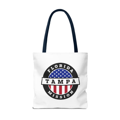 Florida Tampa Mission USA Flag Logo Tote Bag White - Latter-Day Saint LDS Missionary Gift - Book of Mormon