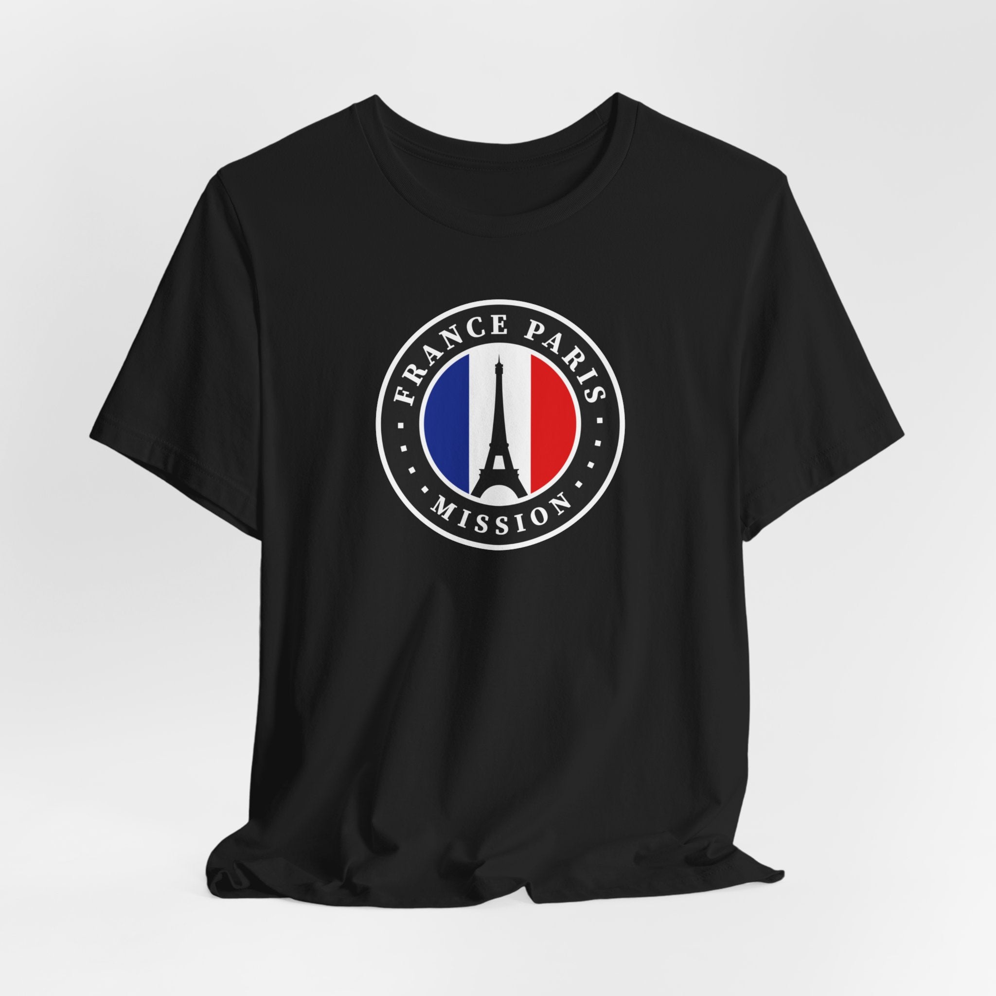 France Paris Mission Flag Logo (Black Border) T-shirt - Latter-Day Saint LDS Missionary Gift - Book of Mormon