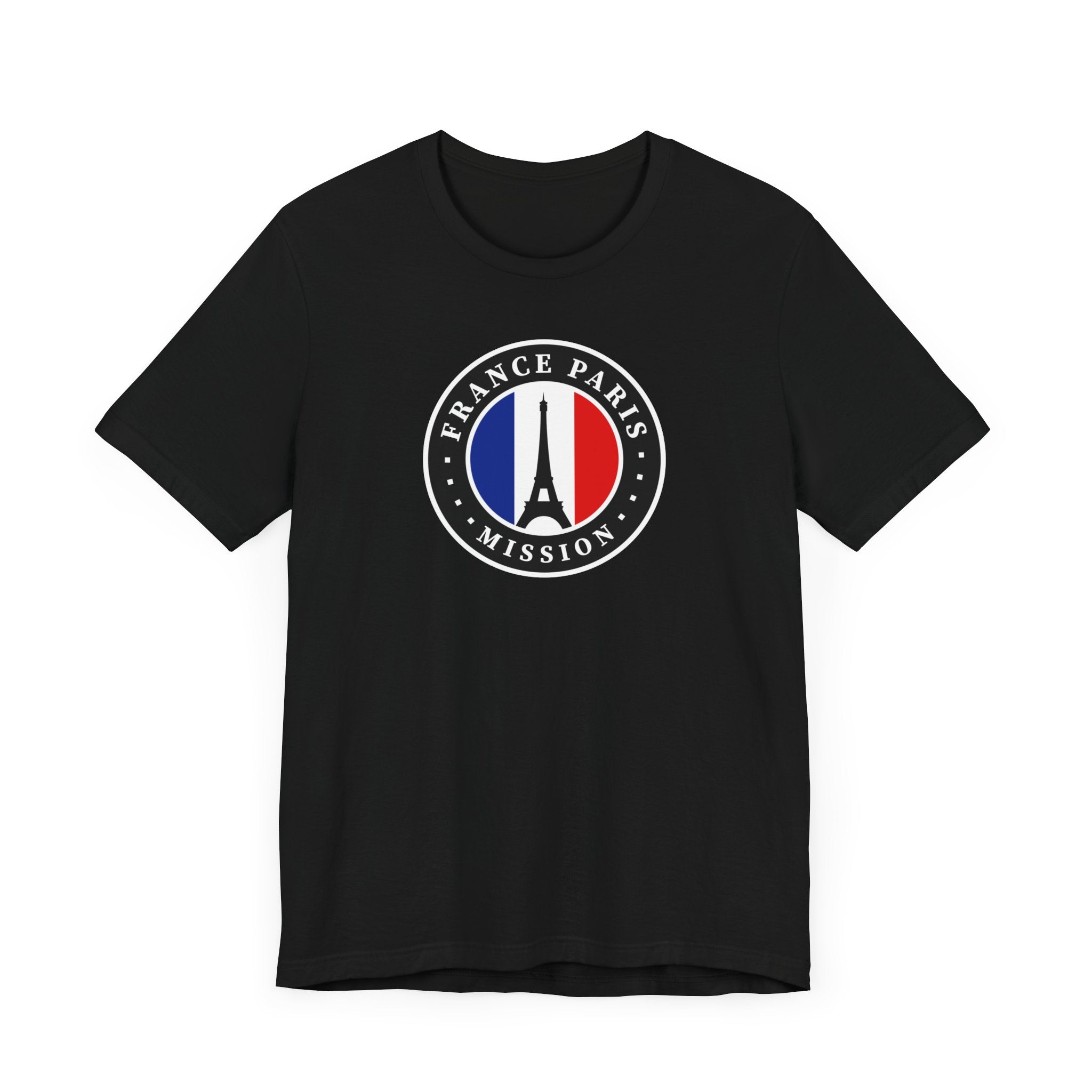 France Paris Mission Flag Logo (Black Border) T-shirt - Latter-Day Saint LDS Missionary Gift - Book of Mormon