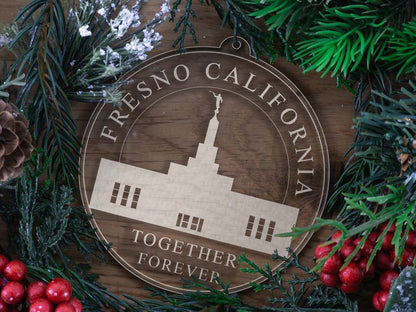 Fresno California Temple Christmas Ornament - Latter-Day Saint LDS Missionary Gift - Book of Mormon