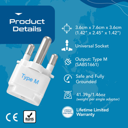 South Africa Travel Adapter - Type M - 3 Pack (GP-10L)