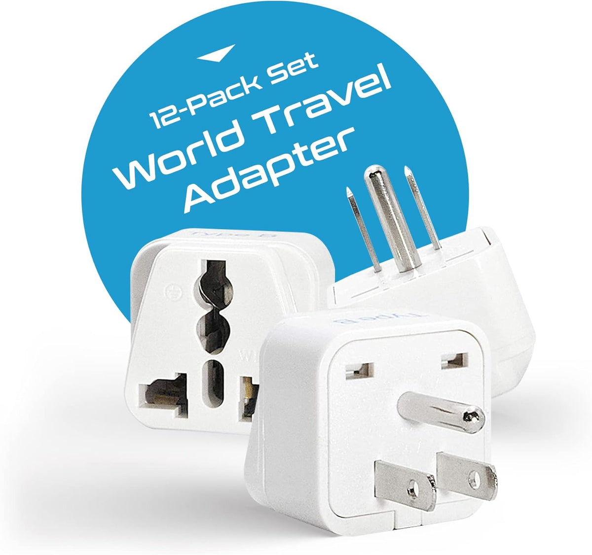 International Travel Adapter Plug Set - 12 pcs (GP-12PK ) - Grounded
