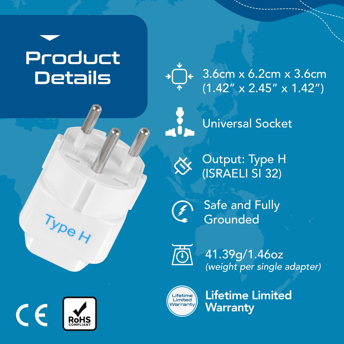 Israel Travel Adapter - Type H - 3 Pack (GP-14)