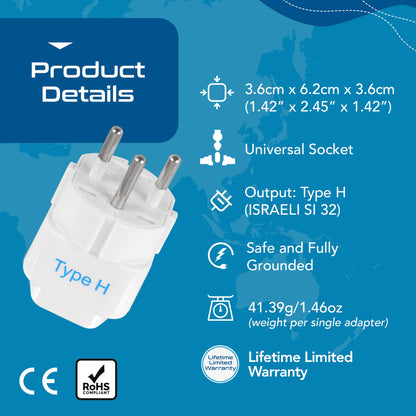 Israel Travel Adapter - Type H - 3 Pack (GP-14)