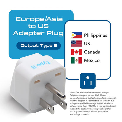 USA, Canada Travel Adapter - Type B - 3 Pack (GP-5)