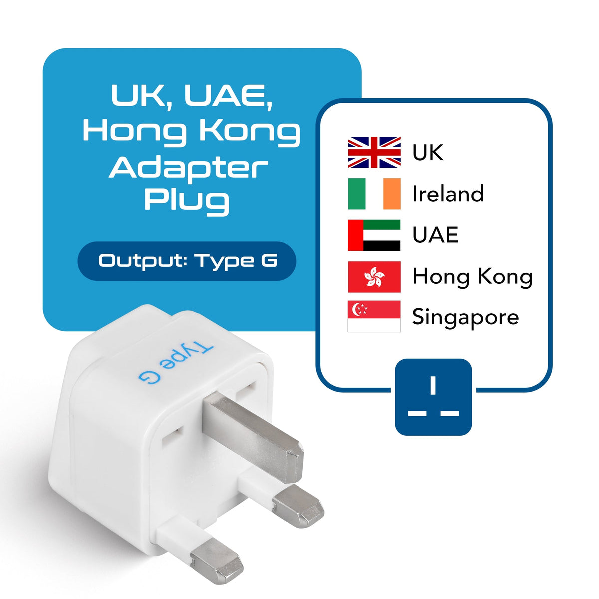 UK, England Travel Adapter - Type G - 3 Pack (GP-7)
