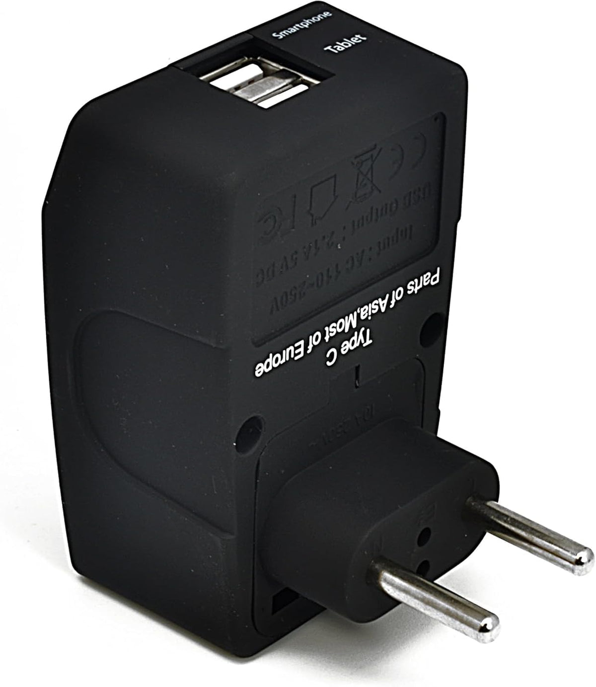 European Travel Adapter - Type C - 4 in 1 - 2 USB Ports (GP4-9C)