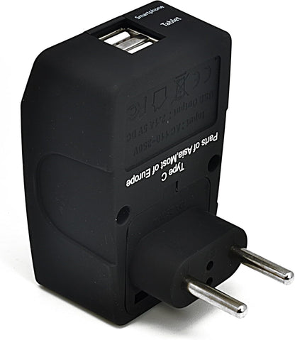 European Travel Adapter - Type C - 4 in 1 - 2 USB Ports (GP4-9C)
