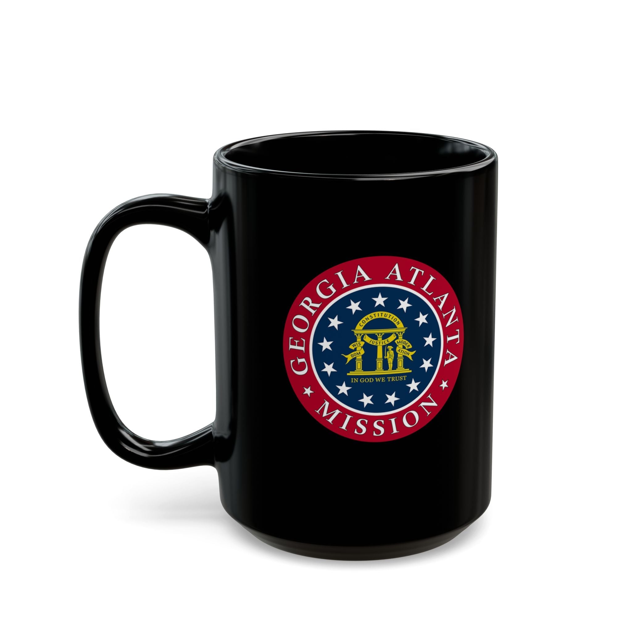 Georgia Atlanta Mission State Flag Logo Ceramic Mug Black Name - Latter-Day Saint LDS Missionary Gift - Book of Mormon