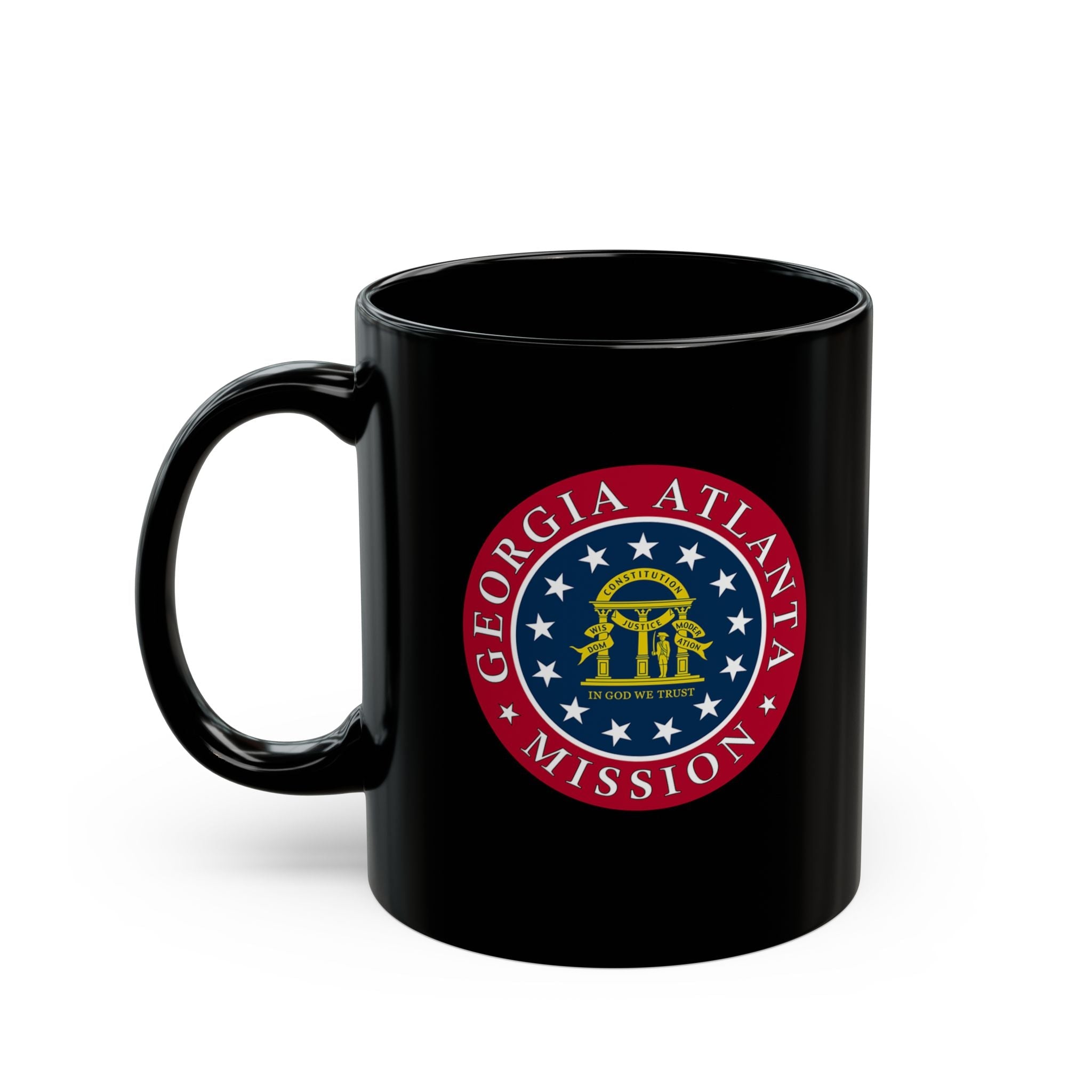 Georgia Atlanta Mission State Flag Logo Ceramic Mug Black Name - Latter-Day Saint LDS Missionary Gift - Book of Mormon