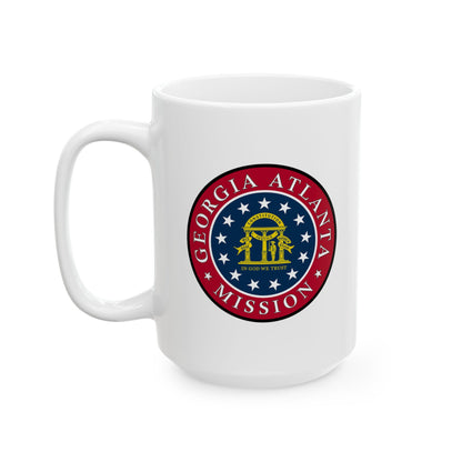 Georgia Atlanta Mission State Flag Logo Ceramic Mug White Name - Latter-Day Saint LDS Missionary Gift - Book of Mormon