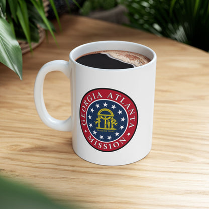 Georgia Atlanta Mission State Flag Logo Ceramic Mug White Name - Latter-Day Saint LDS Missionary Gift - Book of Mormon