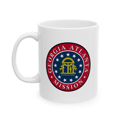 Georgia Atlanta Mission State Flag Logo Ceramic Mug White Name - Latter-Day Saint LDS Missionary Gift - Book of Mormon