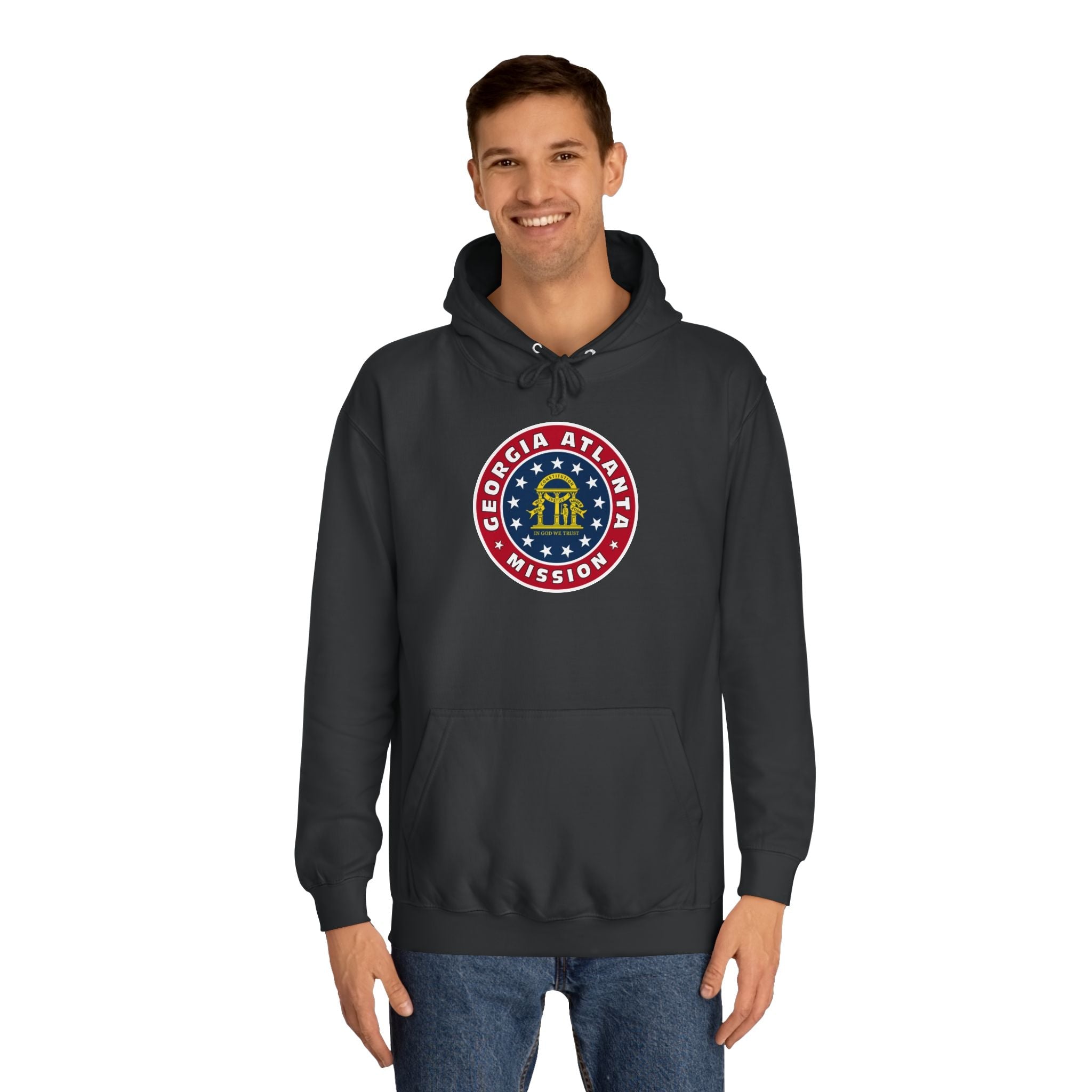 Georgia Atlanta Mission State Flag Logo (White Border) College Hoodie