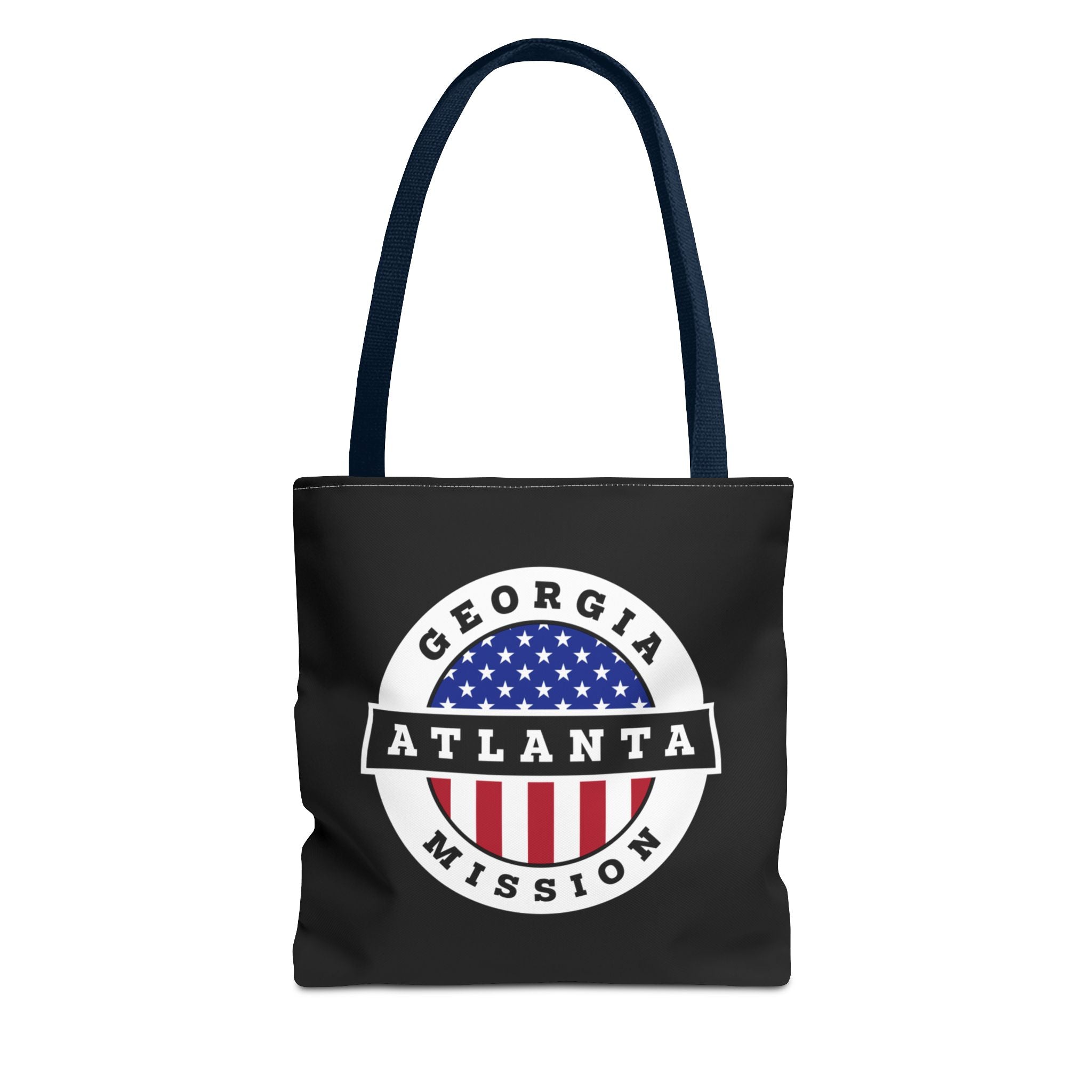 Georgia Atlanta Mission USA Flag Logo Tote Bag Black - Latter-Day Saint LDS Missionary Gift - Book of Mormon