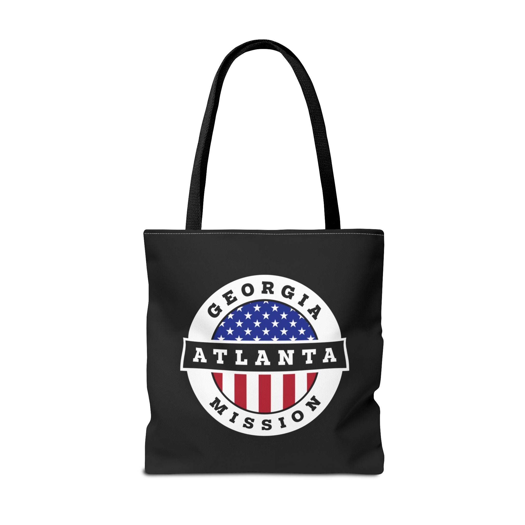 Georgia Atlanta Mission USA Flag Logo Tote Bag Black - Latter-Day Saint LDS Missionary Gift - Book of Mormon