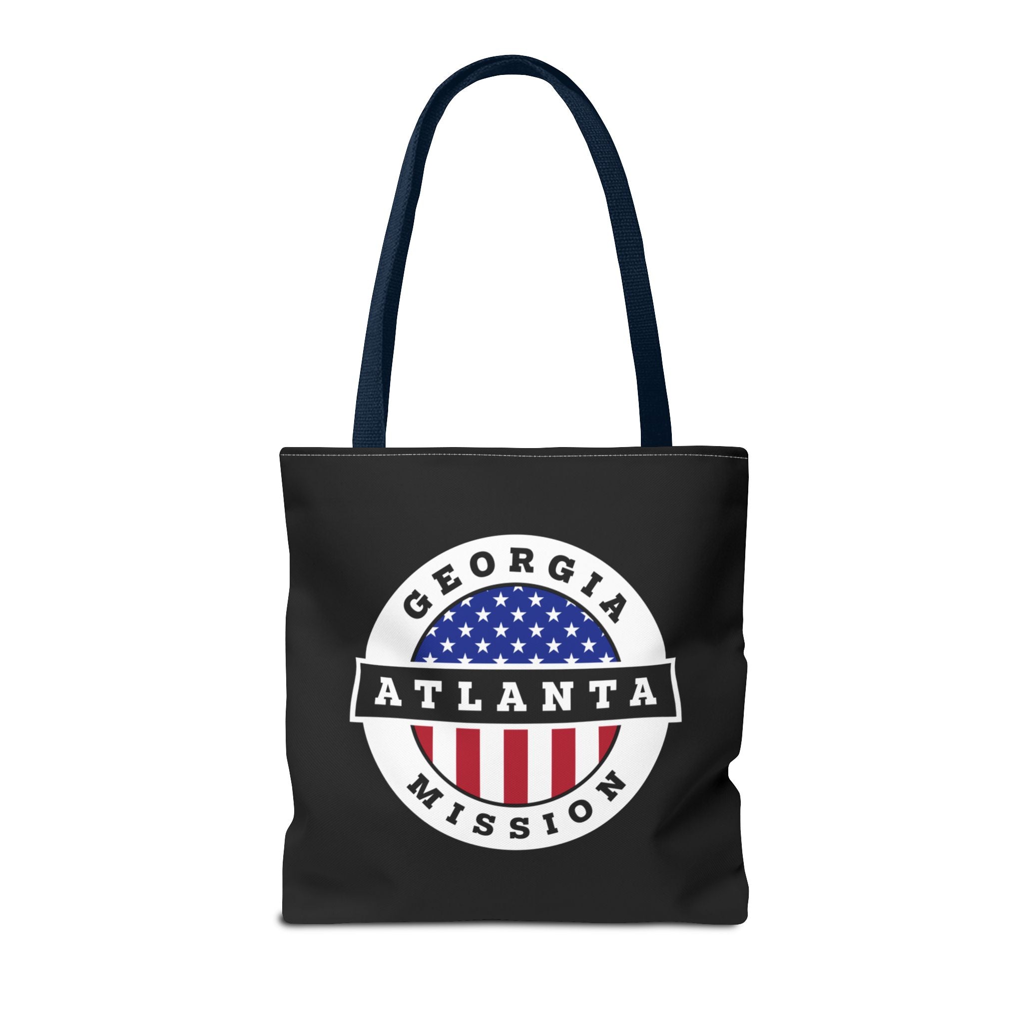 Georgia Atlanta Mission USA Flag Logo Tote Bag Black - Latter-Day Saint LDS Missionary Gift - Book of Mormon