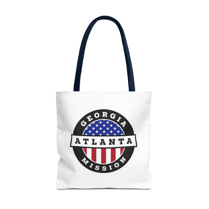 Georgia Atlanta Mission USA Flag Logo Tote Bag White - Latter-Day Saint LDS Missionary Gift - Book of Mormon