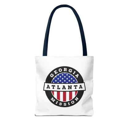 Georgia Atlanta Mission USA Flag Logo Tote Bag White - Latter-Day Saint LDS Missionary Gift - Book of Mormon