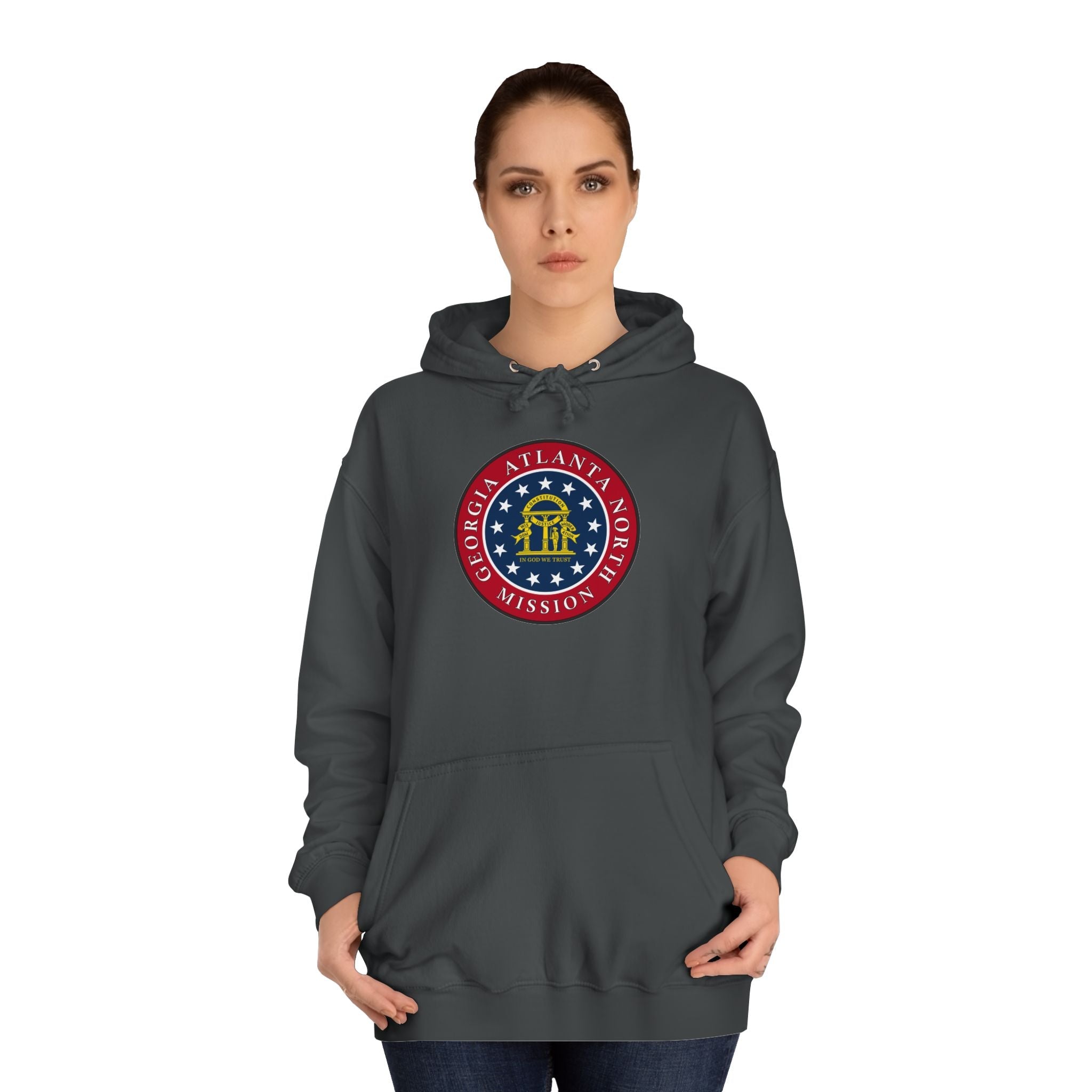 Georgia Atlanta North Mission State Flag Logo (Black Border) College Hoodie