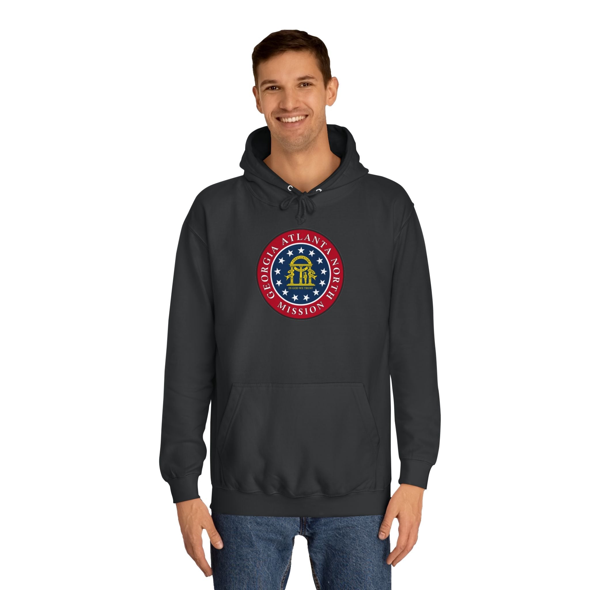 Georgia Atlanta North Mission State Flag Logo (Black Border) College Hoodie