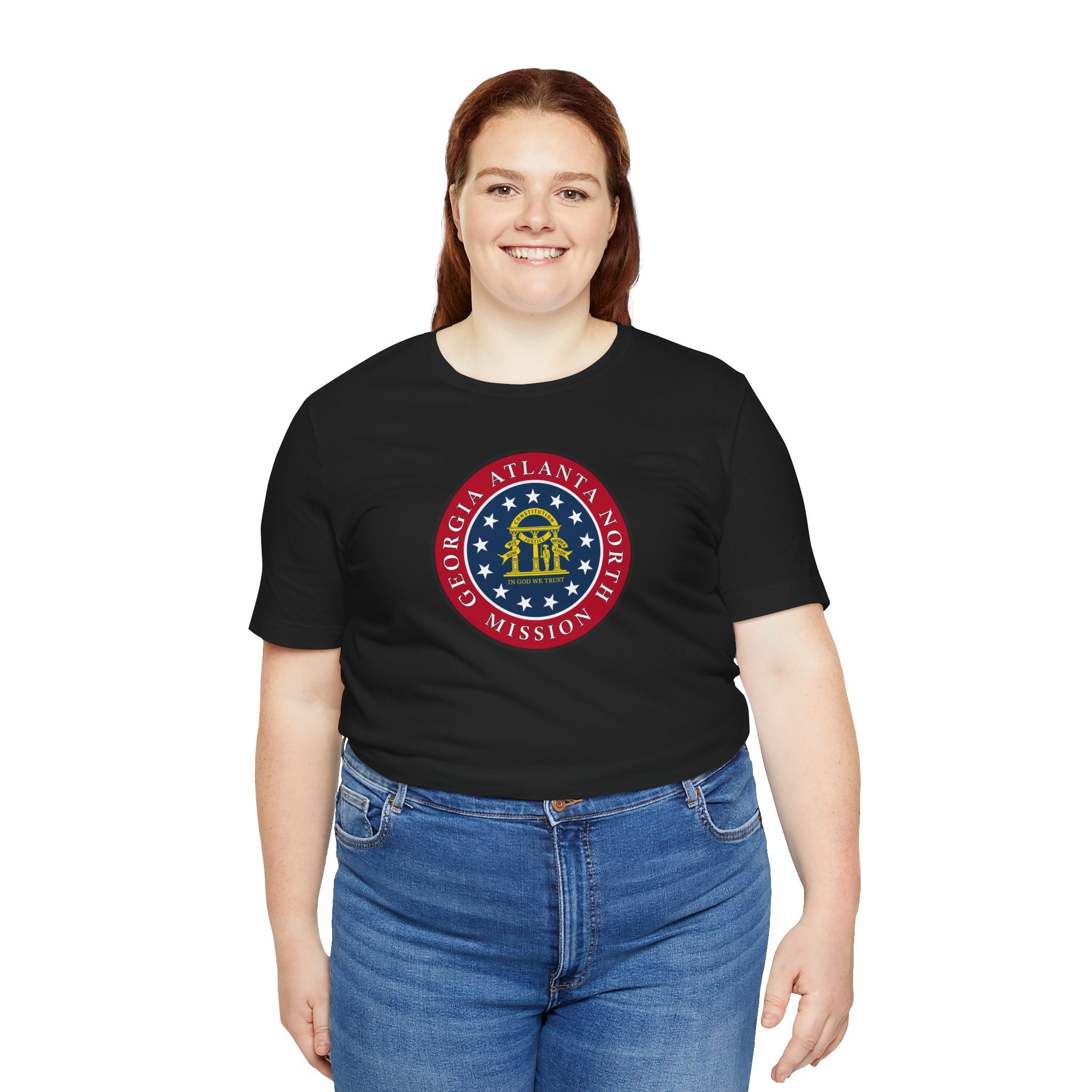 Georgia Atlanta North Mission State Flag Logo (Black Border) T-shirt - Latter-Day Saint LDS Missionary Gift - Book of Mormon