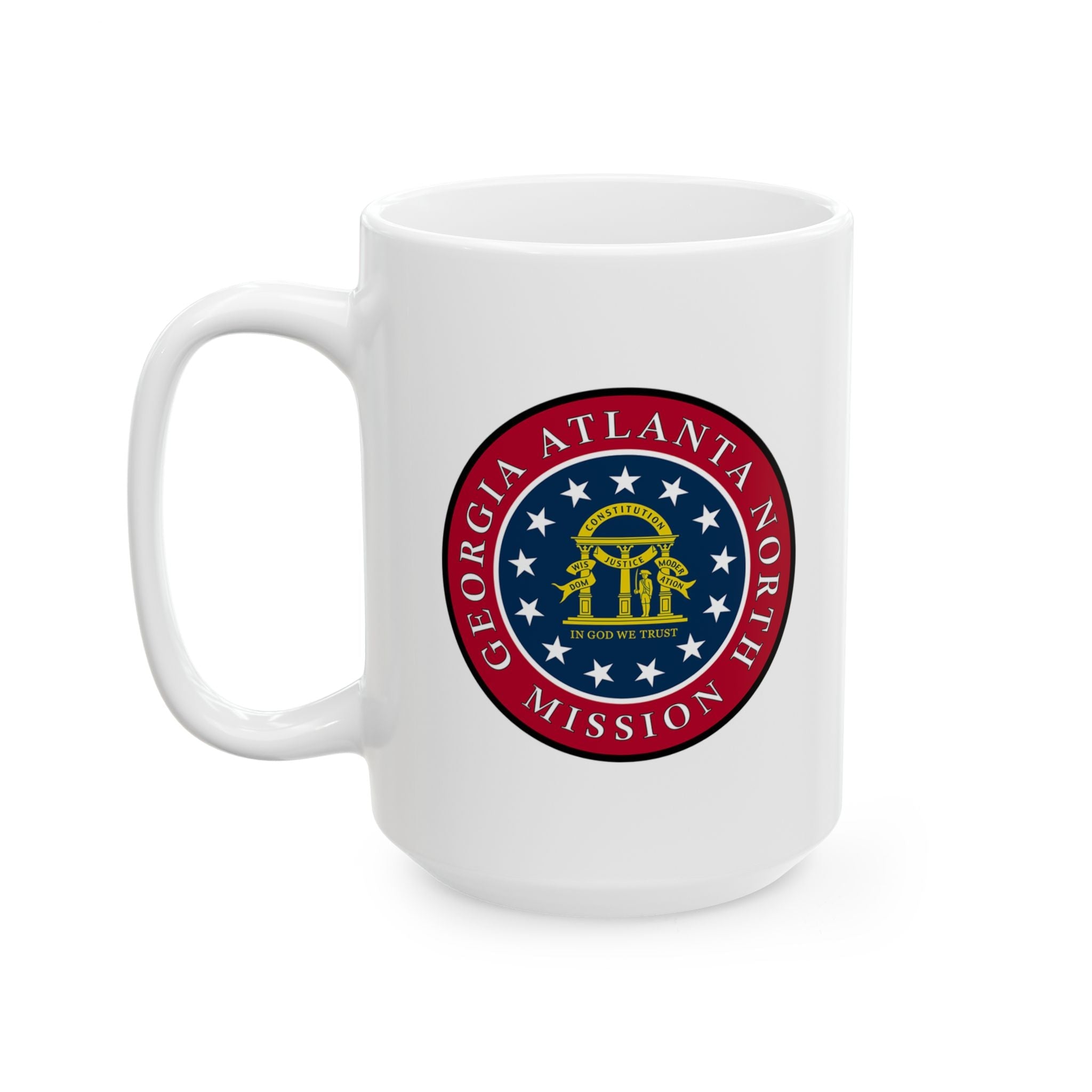 Georgia Atlanta North Mission State Flag Logo Ceramic Mug White Name - Latter-Day Saint LDS Missionary Gift - Book of Mormon