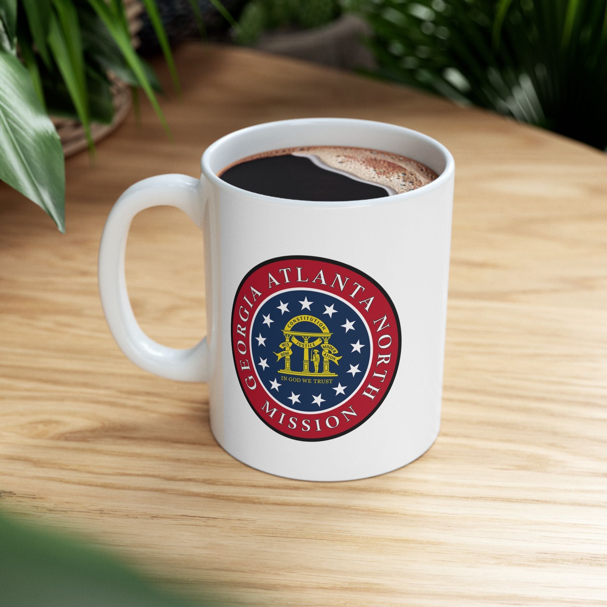 Georgia Atlanta North Mission State Flag Logo Ceramic Mug White Name - Latter-Day Saint LDS Missionary Gift - Book of Mormon