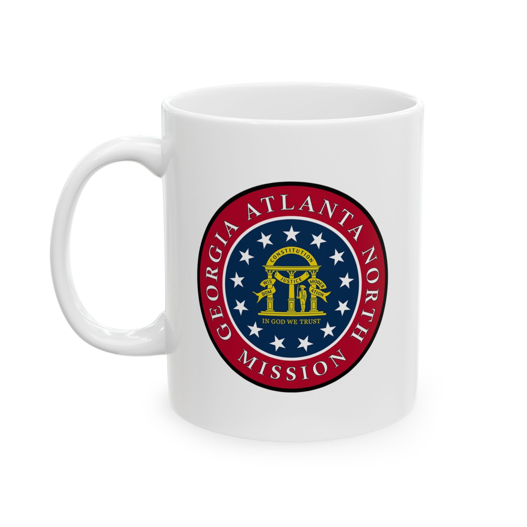 Georgia Atlanta North Mission State Flag Logo Ceramic Mug White Name - Latter-Day Saint LDS Missionary Gift - Book of Mormon