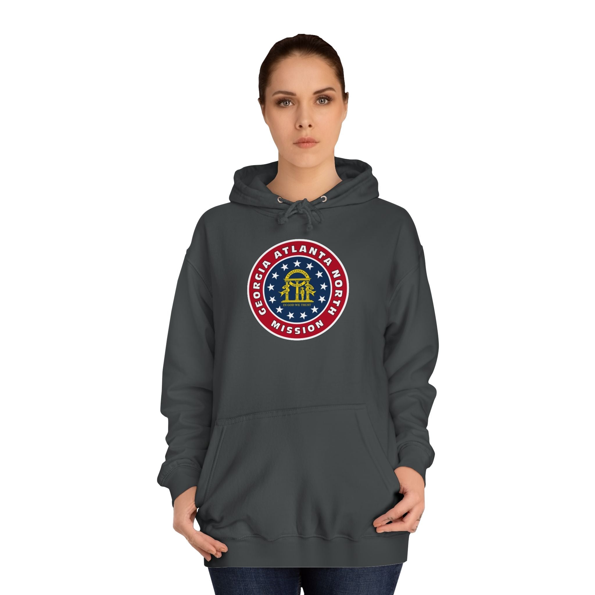 Georgia Atlanta North Mission State Flag Logo (White Border) College Hoodie