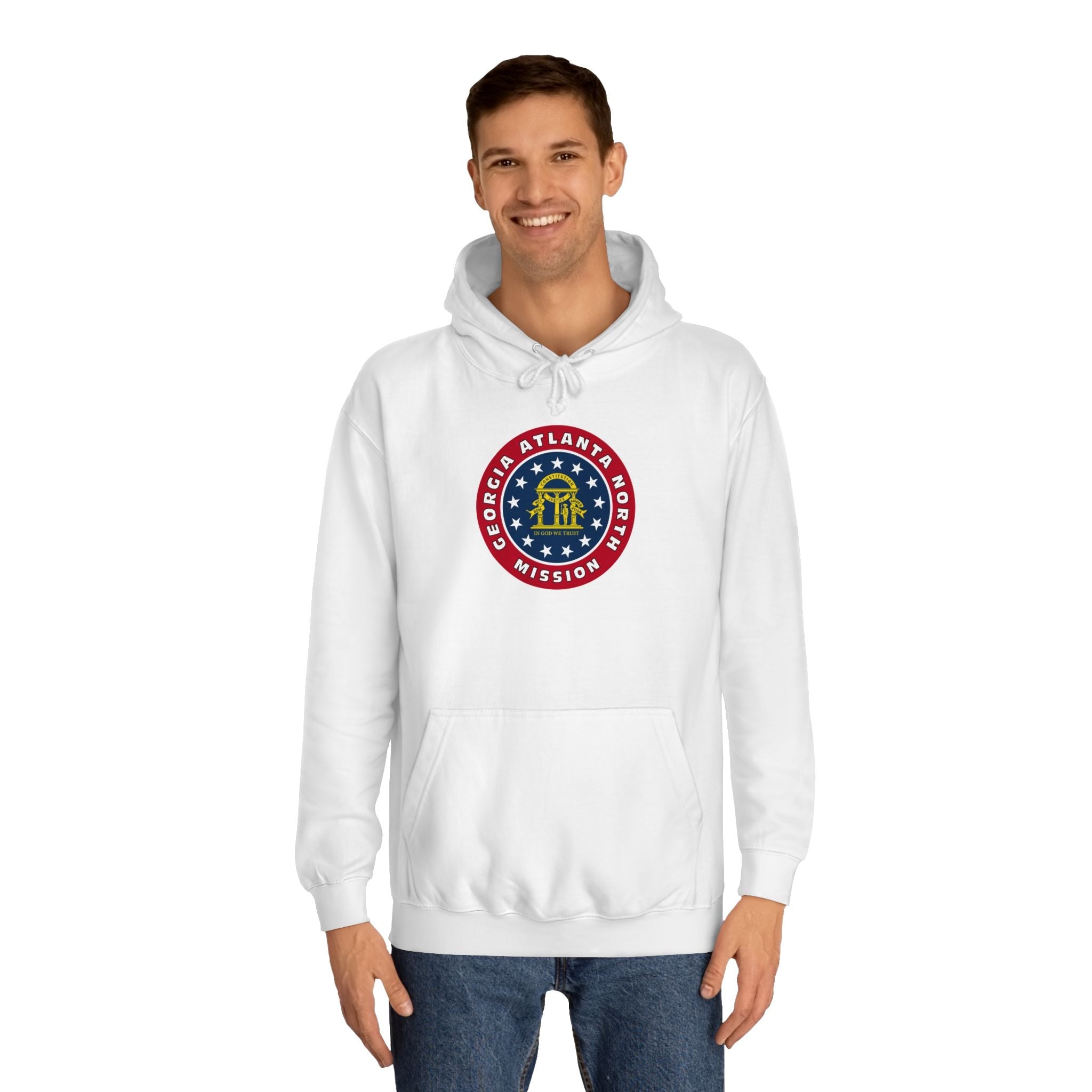 Georgia Atlanta North Mission State Flag Logo (White Border) College Hoodie