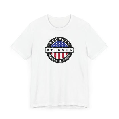 Georgia Atlanta North Mission Vintage Circular USA Flag T-Shirt - Latter-Day Saint LDS Missionary Gift - Book of Mormon