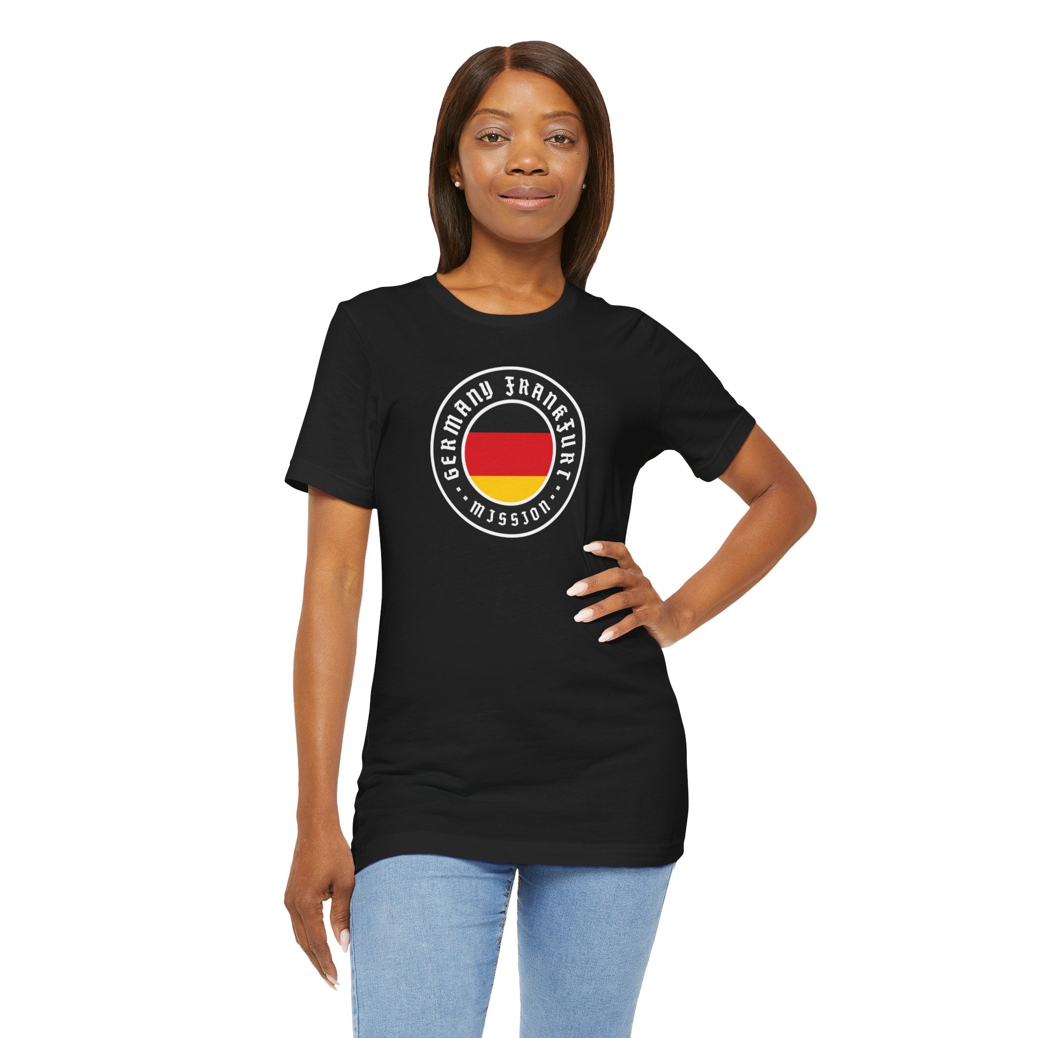 Germany Frankfurt Mission Flag Logo (Black Border) T-shirt - Latter-Day Saint LDS Missionary Gift - Book of Mormon