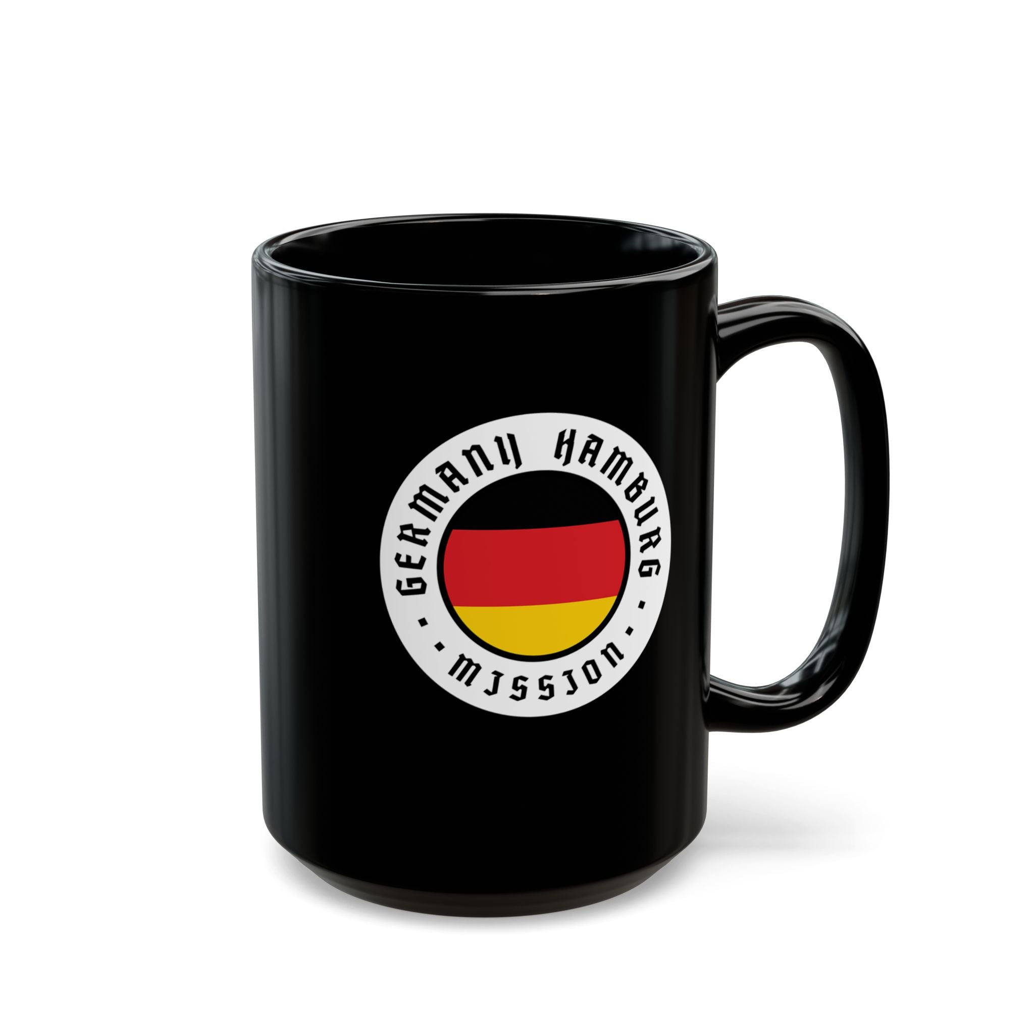 Germany Hamburg Mission Circular Flag Black Ceramic Mug - Latter-Day Saint LDS Missionary Gift - Book of Mormon