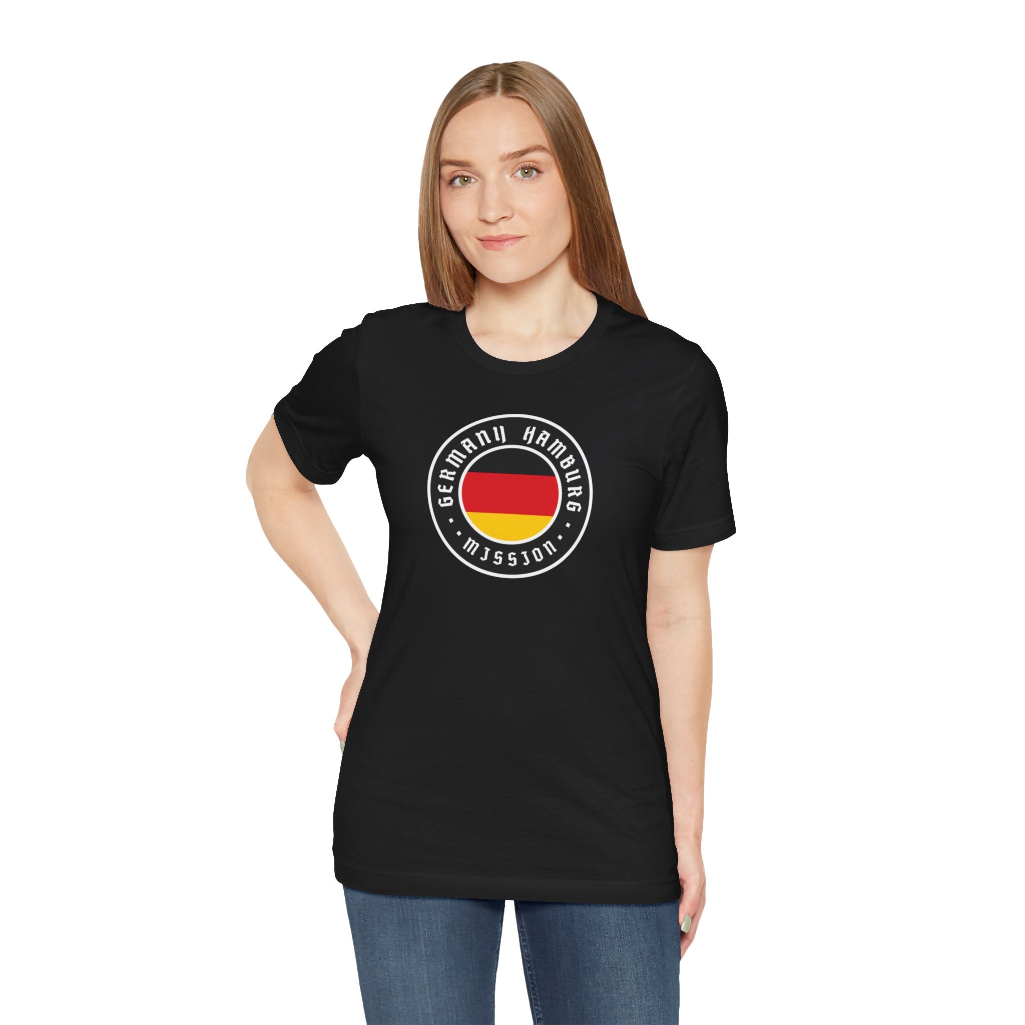 Germany Hamburg Mission Flag Logo (Black Border) T-shirt - Latter-Day Saint LDS Missionary Gift - Book of Mormon