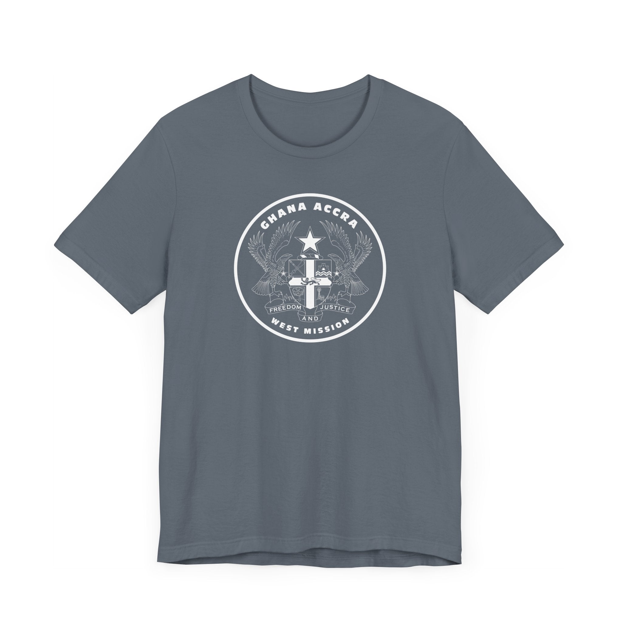 Ghana Accra West Mission Circular Monochrome Logo T-Shirt - Latter-Day Saint LDS Missionary Gift - Book of Mormon