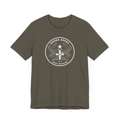 Ghana Accra West Mission Circular Monochrome Logo T-Shirt - Latter-Day Saint LDS Missionary Gift - Book of Mormon