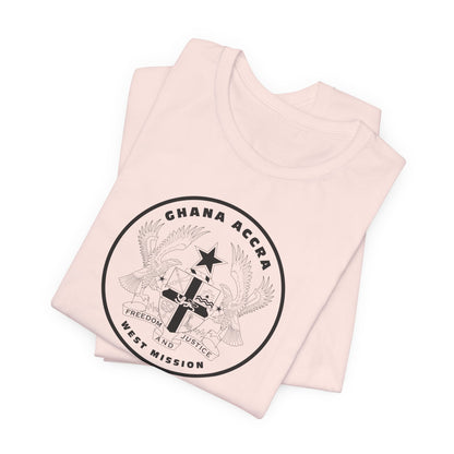 Ghana Accra West Mission Circular Monochrome Logo T-Shirt - Latter-Day Saint LDS Missionary Gift - Book of Mormon