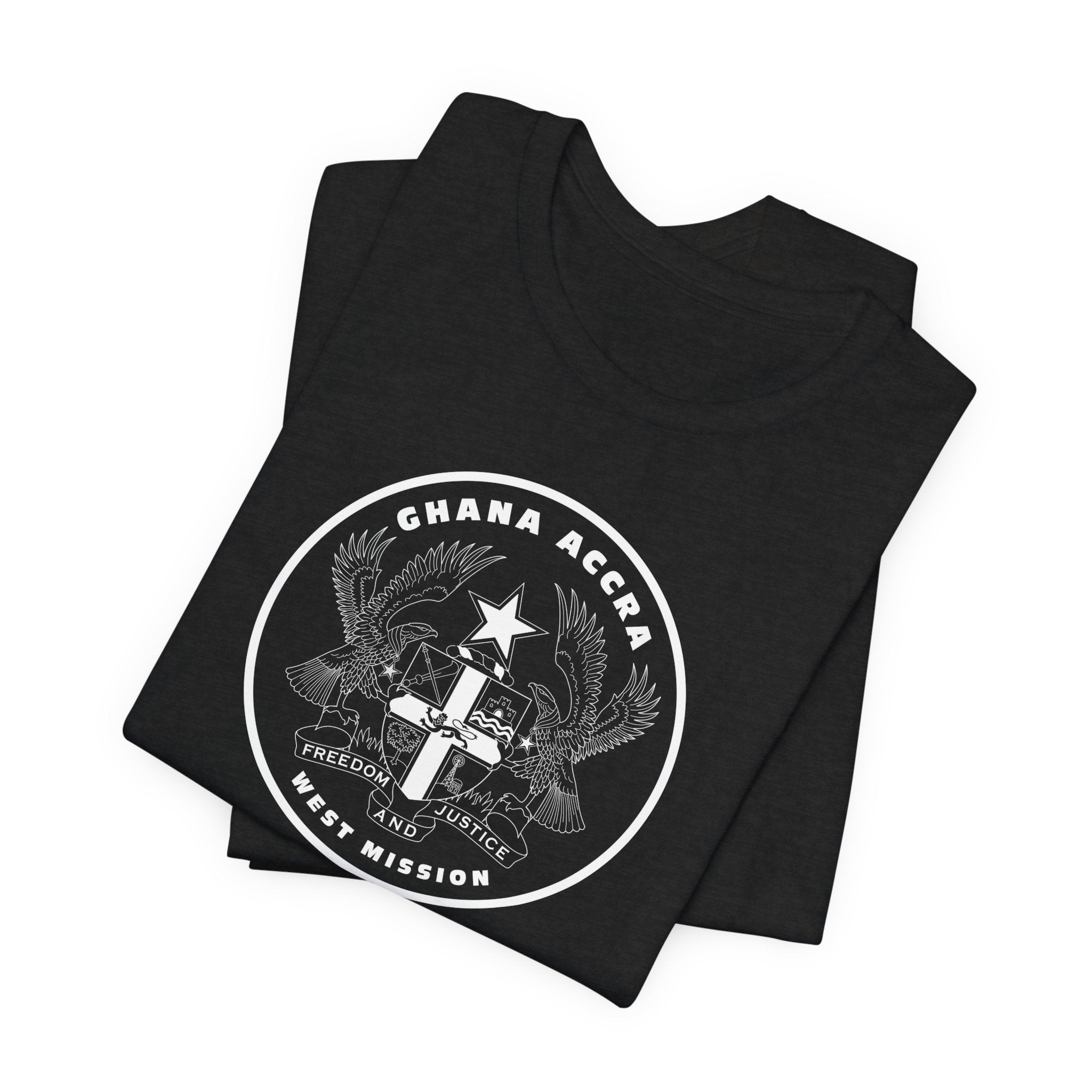 Ghana Accra West Mission Circular Monochrome Logo T-Shirt - Latter-Day Saint LDS Missionary Gift - Book of Mormon