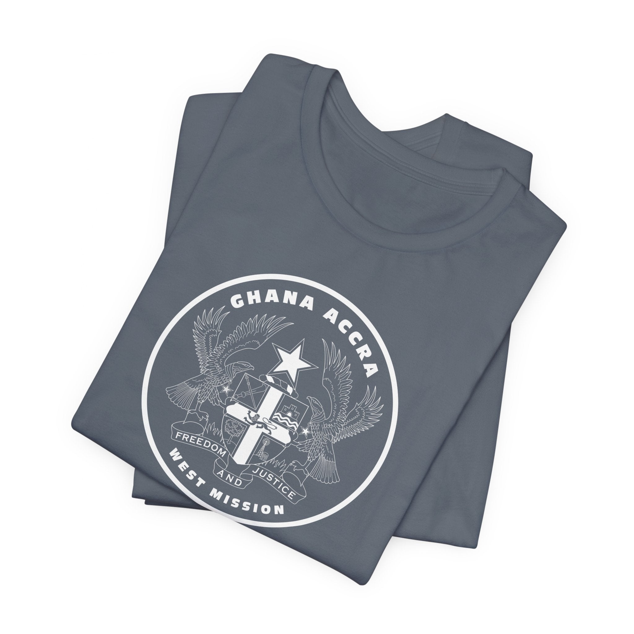 Ghana Accra West Mission Circular Monochrome Logo T-Shirt - Latter-Day Saint LDS Missionary Gift - Book of Mormon