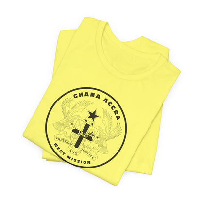 Ghana Accra West Mission Circular Monochrome Logo T-Shirt - Latter-Day Saint LDS Missionary Gift - Book of Mormon