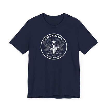 Ghana Accra West Mission Circular Monochrome Logo T-Shirt - Latter-Day Saint LDS Missionary Gift - Book of Mormon