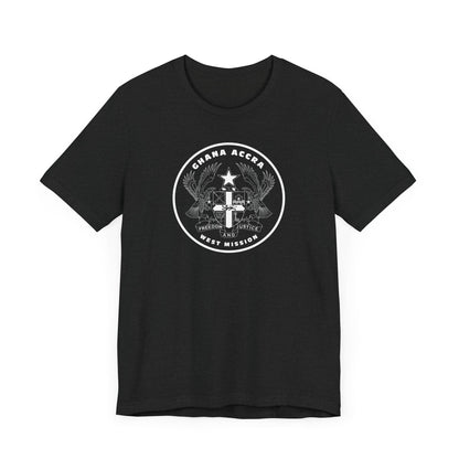 Ghana Accra West Mission Circular Monochrome Logo T-Shirt - Latter-Day Saint LDS Missionary Gift - Book of Mormon