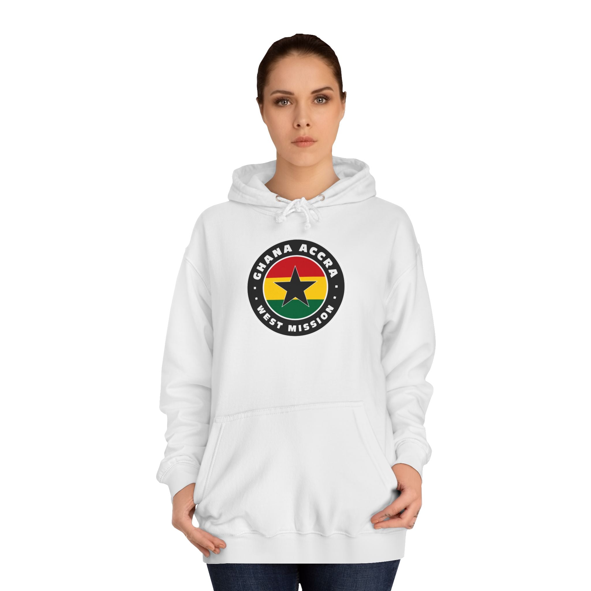 Ghana Accra West Mission Flag Logo (Black Border) College Hoodie - Latter-Day Saint LDS Missionary Gift - Book of Mormon