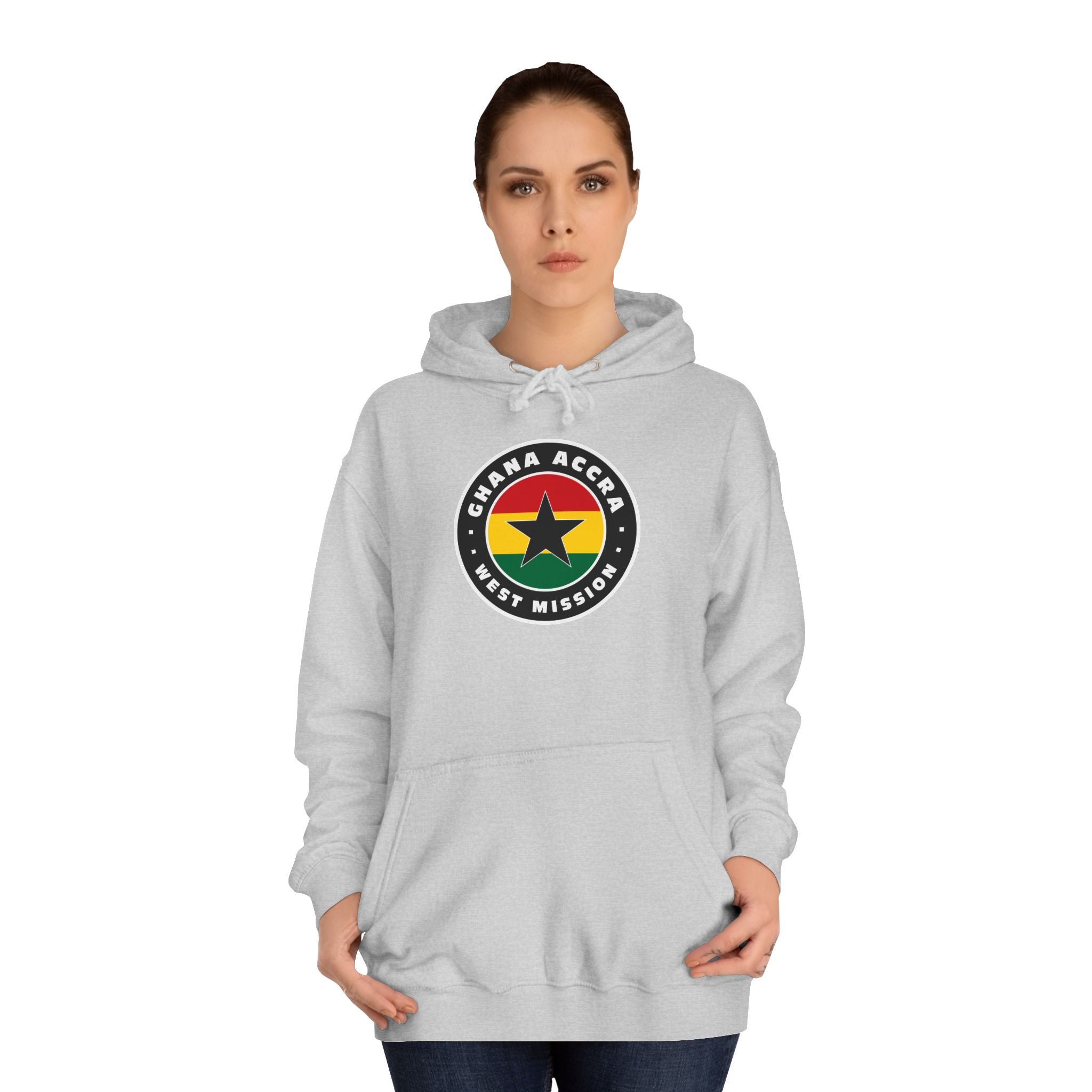 Ghana Accra West Mission Flag Logo (Black Border) College Hoodie - Latter-Day Saint LDS Missionary Gift - Book of Mormon