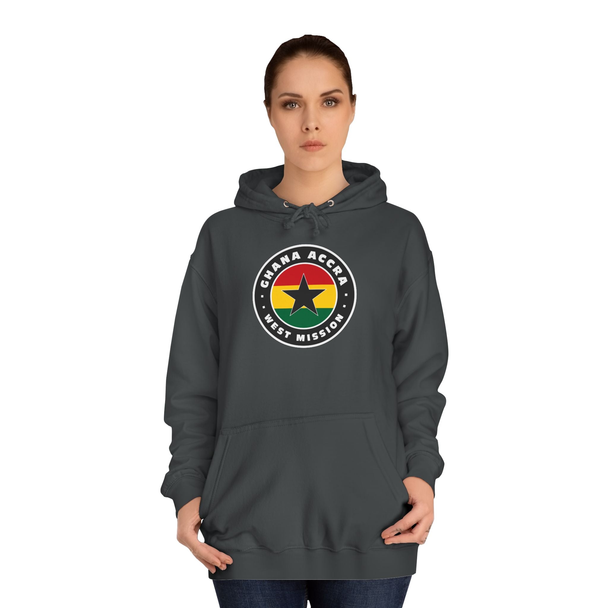 Ghana Accra West Mission Flag Logo (Black Border) College Hoodie - Latter-Day Saint LDS Missionary Gift - Book of Mormon