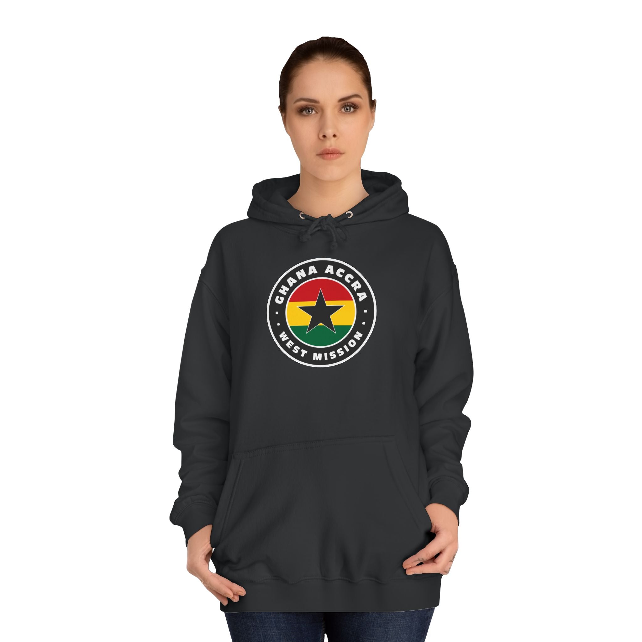 Ghana Accra West Mission Flag Logo (Black Border) College Hoodie - Latter-Day Saint LDS Missionary Gift - Book of Mormon