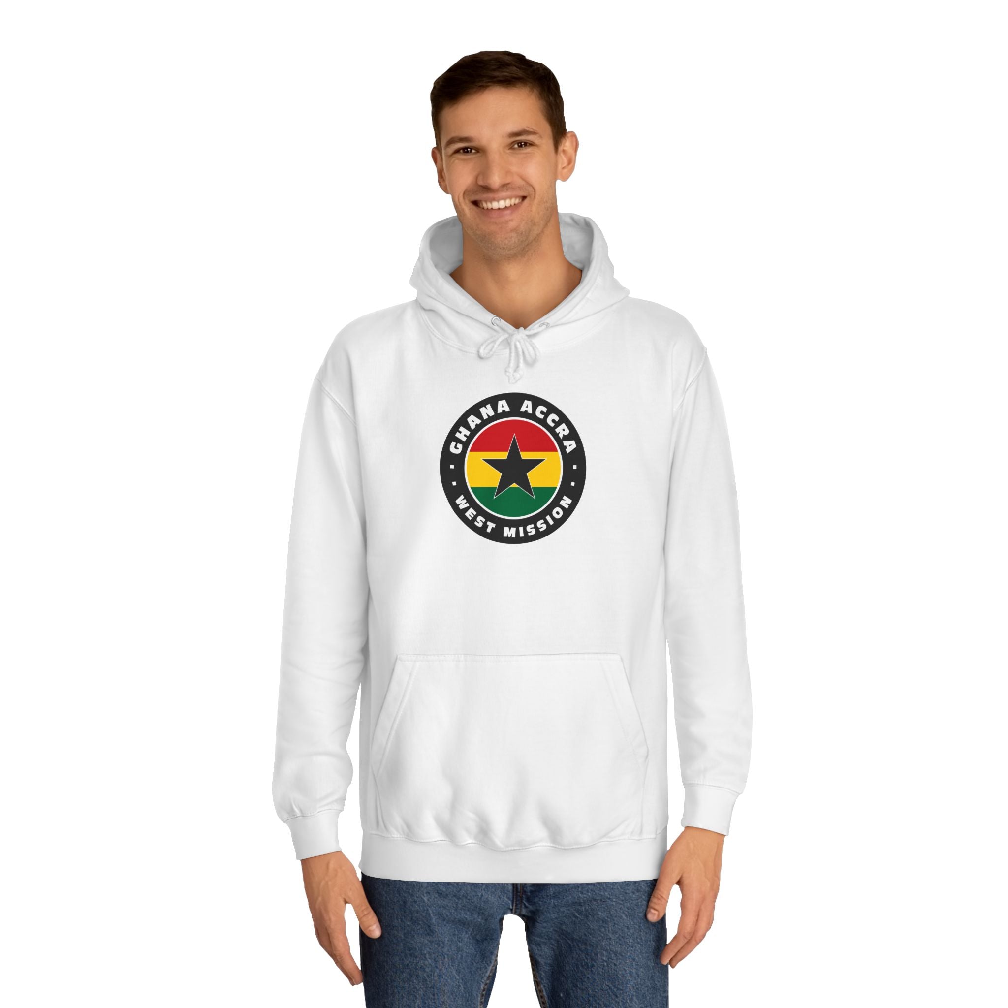 Ghana Accra West Mission Flag Logo (Black Border) College Hoodie - Latter-Day Saint LDS Missionary Gift - Book of Mormon