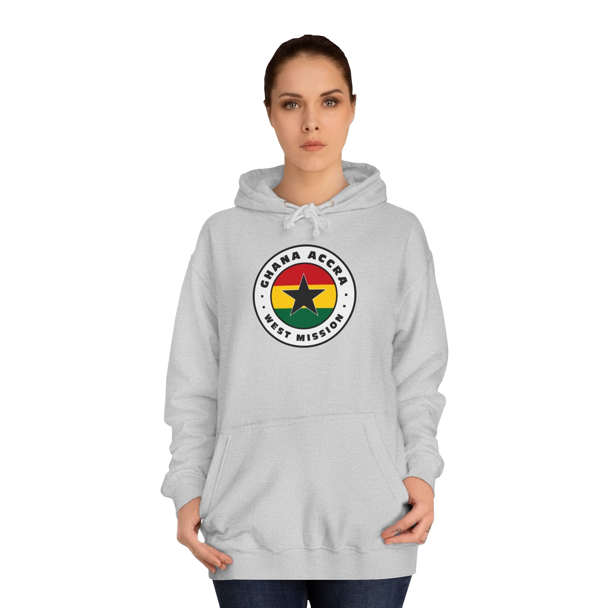 Ghana Accra West Mission Flag Logo (White Border) College Hoodie - Latter-Day Saint LDS Missionary Gift - Book of Mormon
