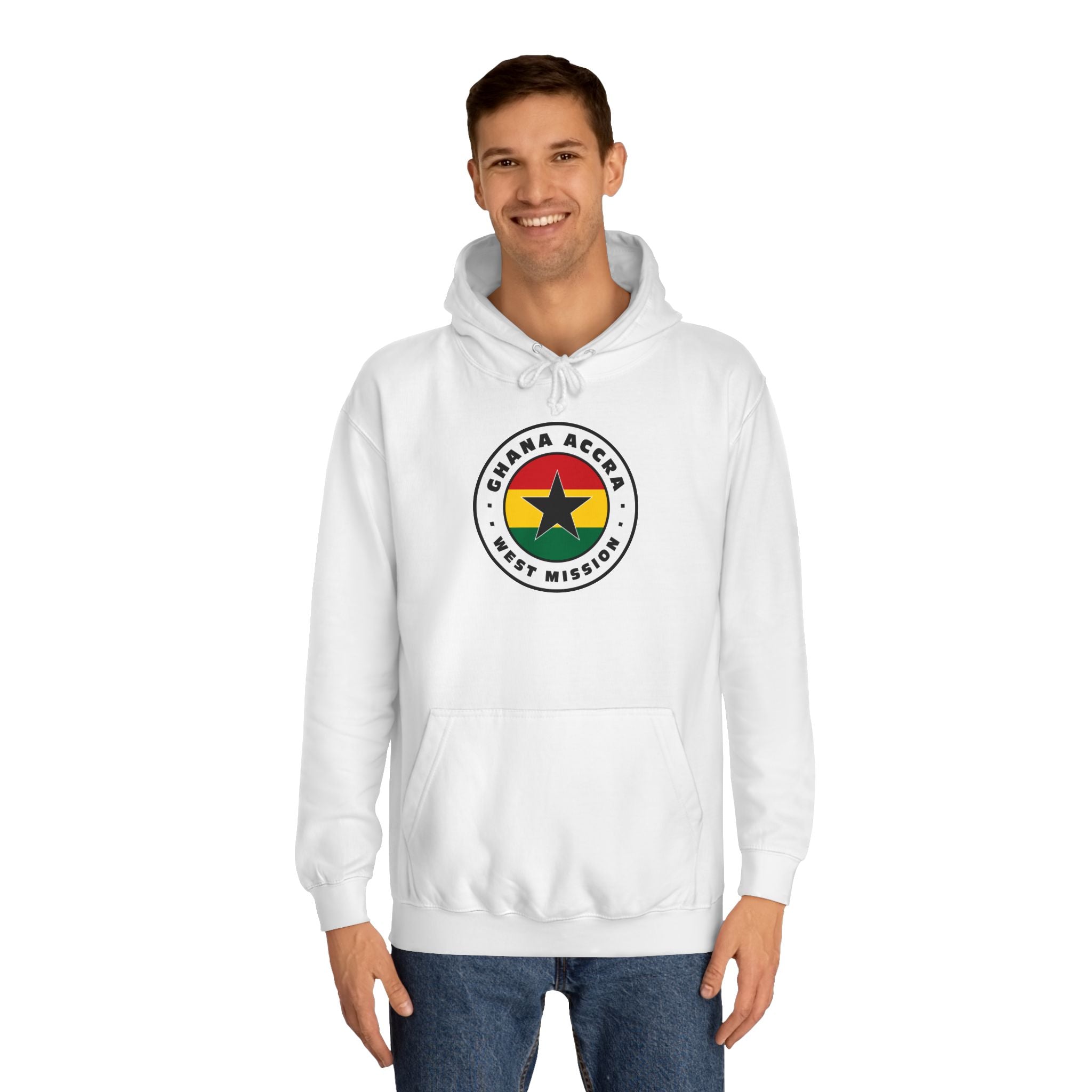 Ghana Accra West Mission Flag Logo (White Border) College Hoodie - Latter-Day Saint LDS Missionary Gift - Book of Mormon